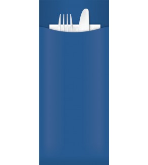 Blue Cutlery Pouch w/2ply White Napkin 85x200mm