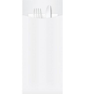 Yiassoo White Cutlery Pouch 85x200mm w/2ply Napkin