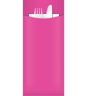 Yiassoo Pink Cutlery Pouch w/3ply White Napkin 85x200mm