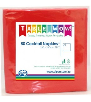 Alpen 2ply Red Cocktail Napkin 250x250mm