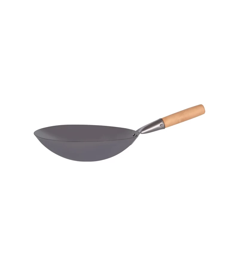 Chef Inox Asian Wok Iron Wood Handle 300mm