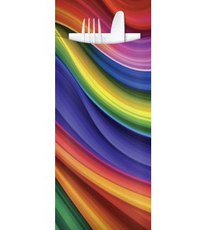 Rainbow Cutlery Pouch w/3ply Napkin 85x200mm