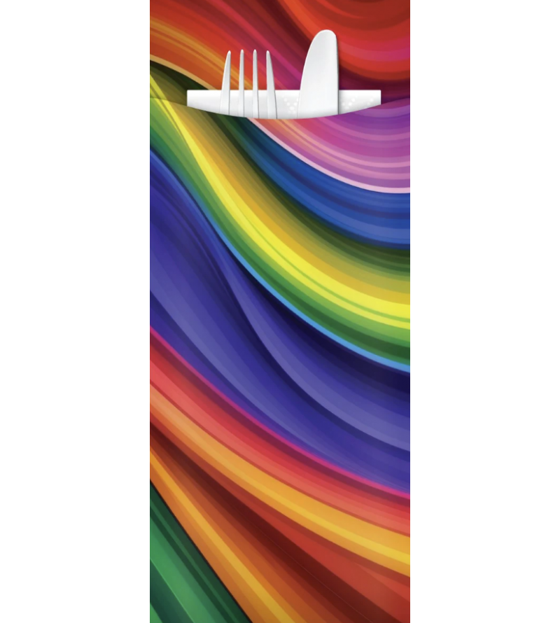 Rainbow Cutlery Pouch w/3ply Napkin 85x200mm
