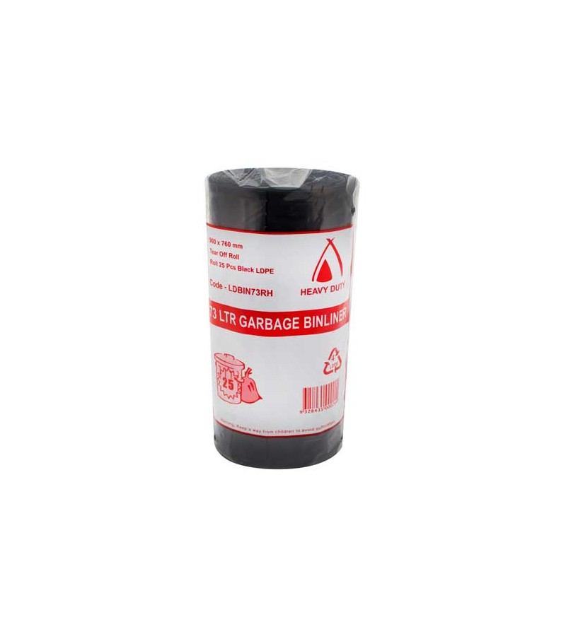 Bin Liner 73L LDPE HD Black Roll