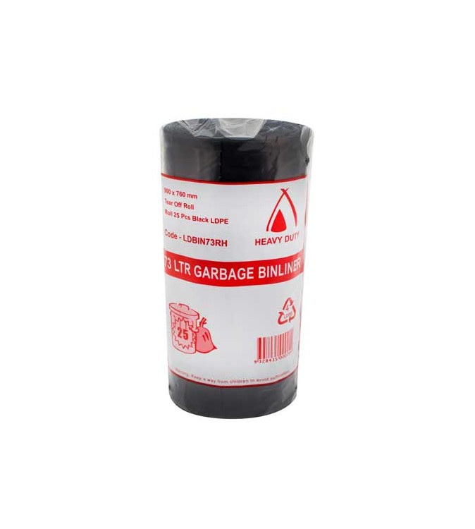 Bin Liner 73L LDPE HD Black Roll