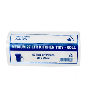 Bin Liner 27L HDPE Kitchen Tidy Roll Pack White