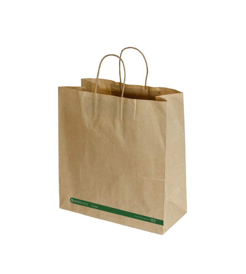 Large Kraft Paper Carry Bag w/Twist Handle 340x320mm + 145g