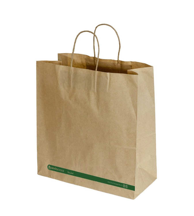 Large Kraft Paper Carry Bag w/Twist Handle 340x320mm + 145g