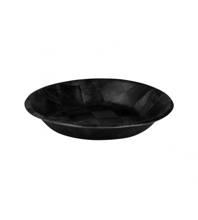 Trenton 500mm Salad Bowl Round Woven Wood Black