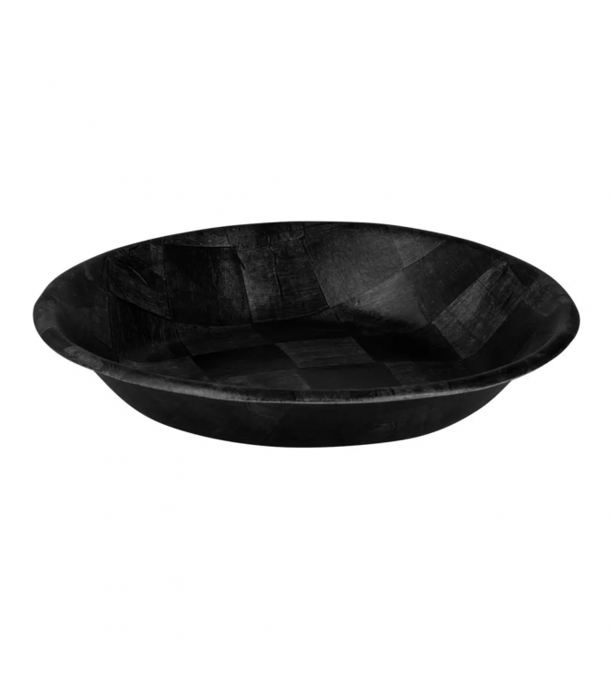 Trenton 600mm Salad Bowl Round Woven Wood Black