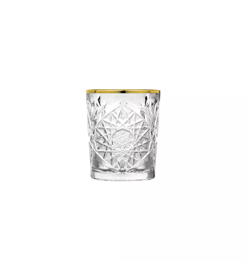Libbey 355ml Hobstar DOF Glass w/Gold Rim