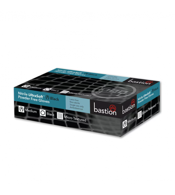 Bastion Nitrile Gloves Black Powder Free Large