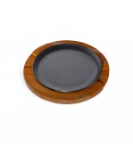 Moda 190mm Round Cast Iron Sizzler w/Wooden Board