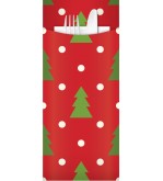 Yiassoo Christmas Cutlery Pouch w/3ply White Napkin 85x200mm