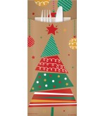Yiassoo Christmas Kraft Cutlery Pouch w/3ply White Napkin 85x200mm