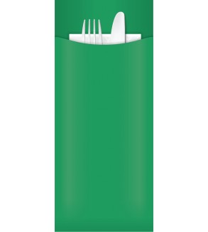 Yiassoo Green Cutlery Pouch w/3ply White Napkin 85x200mm
