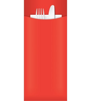Yiassoo Red-Orange Cutlery Pouch w/3ply Napkin 85x200mm