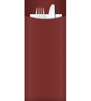 Yiassoo Bordeaux Cutlery Pouch w/3ply White Napkin 85x200mm