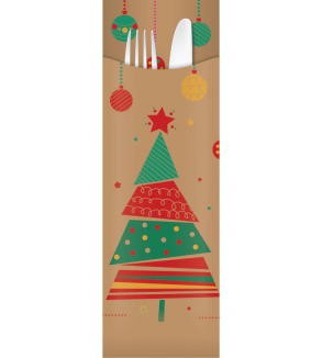 Yiassoo Xmas Kraft Cutlery Pouch Only 65x200mm