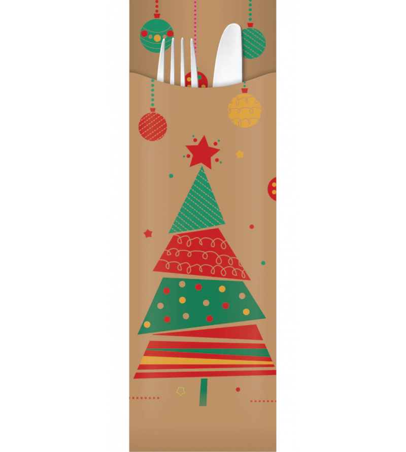 Yiassoo Xmas Kraft Cutlery Pouch Only 65x200mm