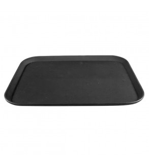 Plastic Rectangular Non Slip 400x550mm Serving Tray Black