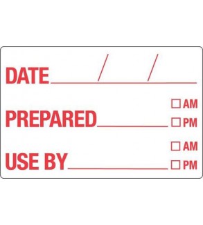 Food Safety Label Date-Prep-Use By 49x75mm Dissolvable Red