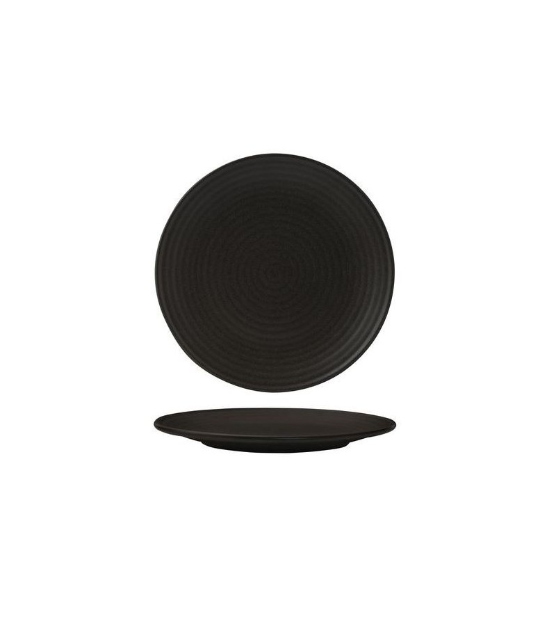 Zuma 210mm Round Coupe Plate Ribbed Charcoal