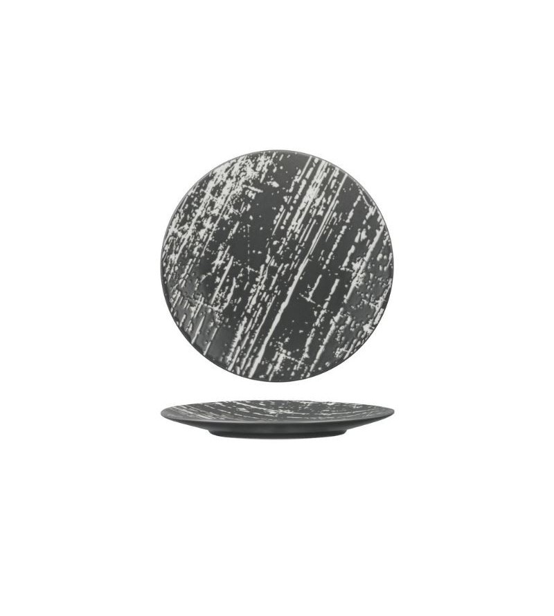 Luzerne 160mm Round Flat Plate Drizzle Grey with White