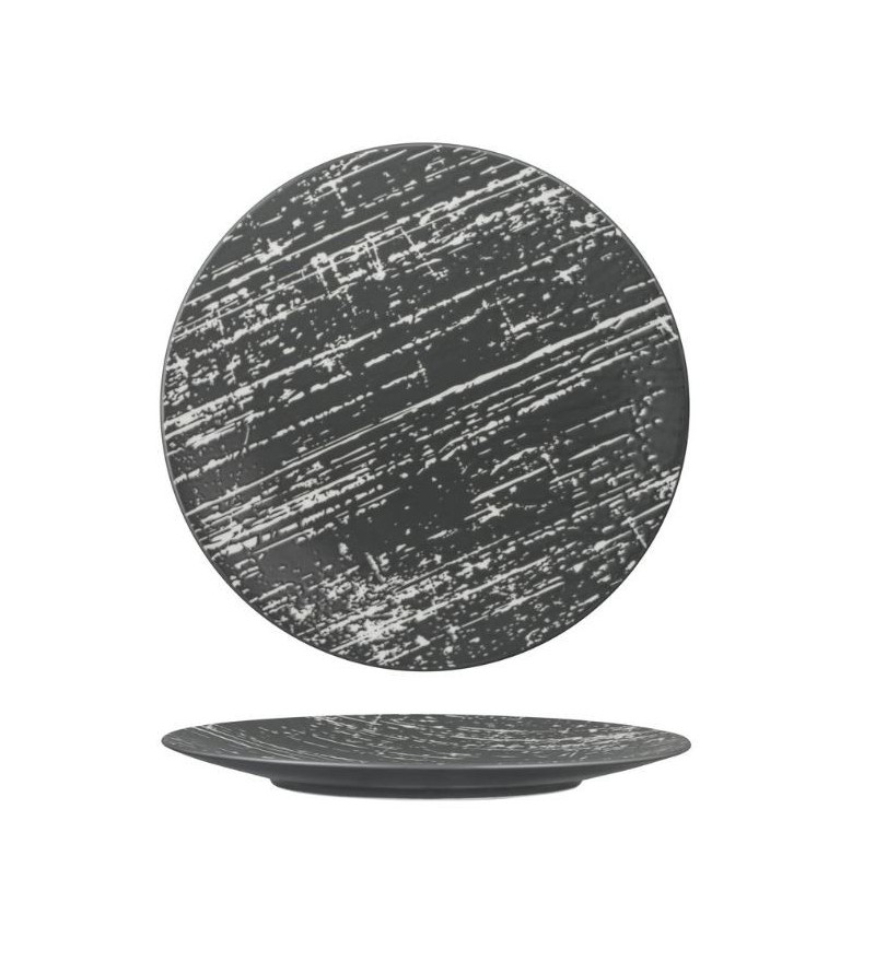Luzerne 230mm Round Flat Plate Drizzle Grey with White