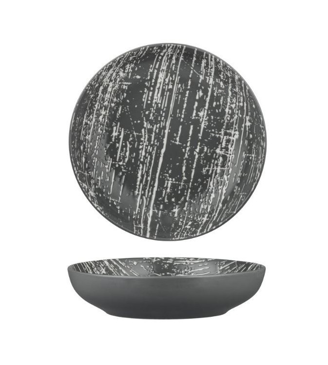 Luzerne 1000ml / 210mm Round Share Bowl Drizzle Grey with White