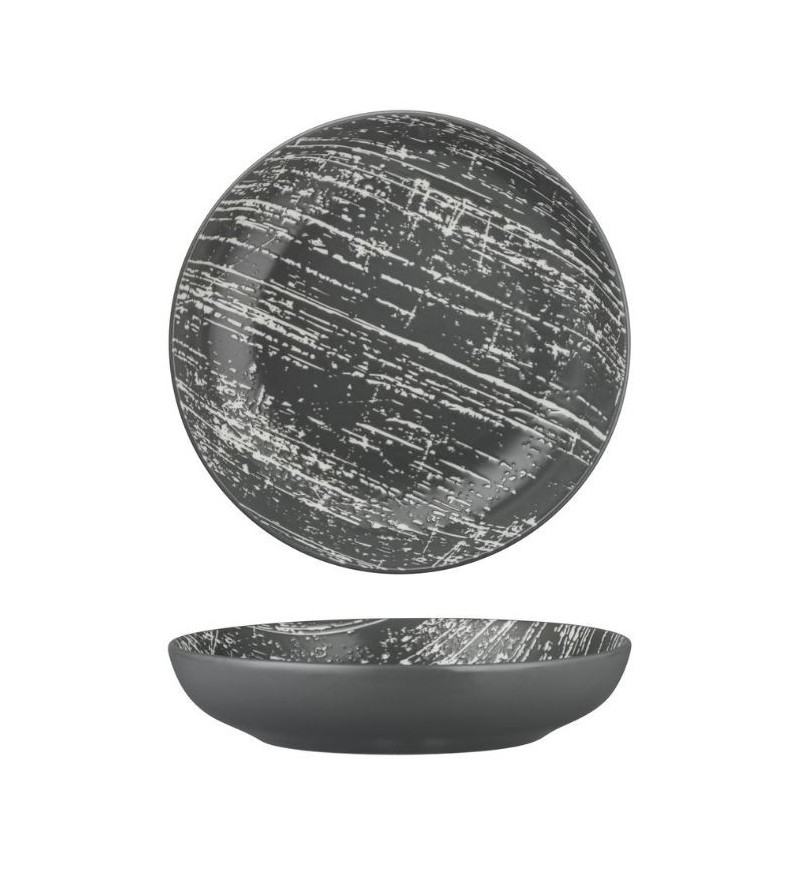 Luzerne 1160ml / 230mm Round Share Bowl Drizzle Grey with White