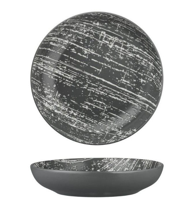 Luzerne 1160ml / 230mm Round Share Bowl Drizzle Grey with White