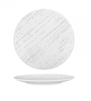 Luzerne 160mm Round Flat Plate Drizzle White with Grey
