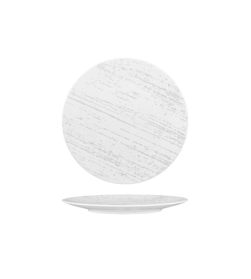 Luzerne 230mm Round Flat Plate Drizzle White with Grey