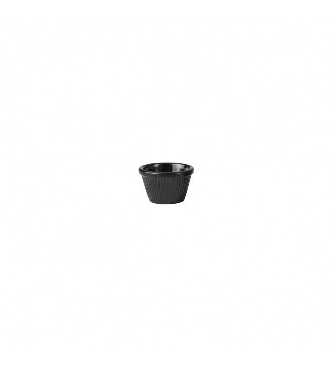 Ryner Melamine 45ml Ramekin 63x40mm Black Flutted