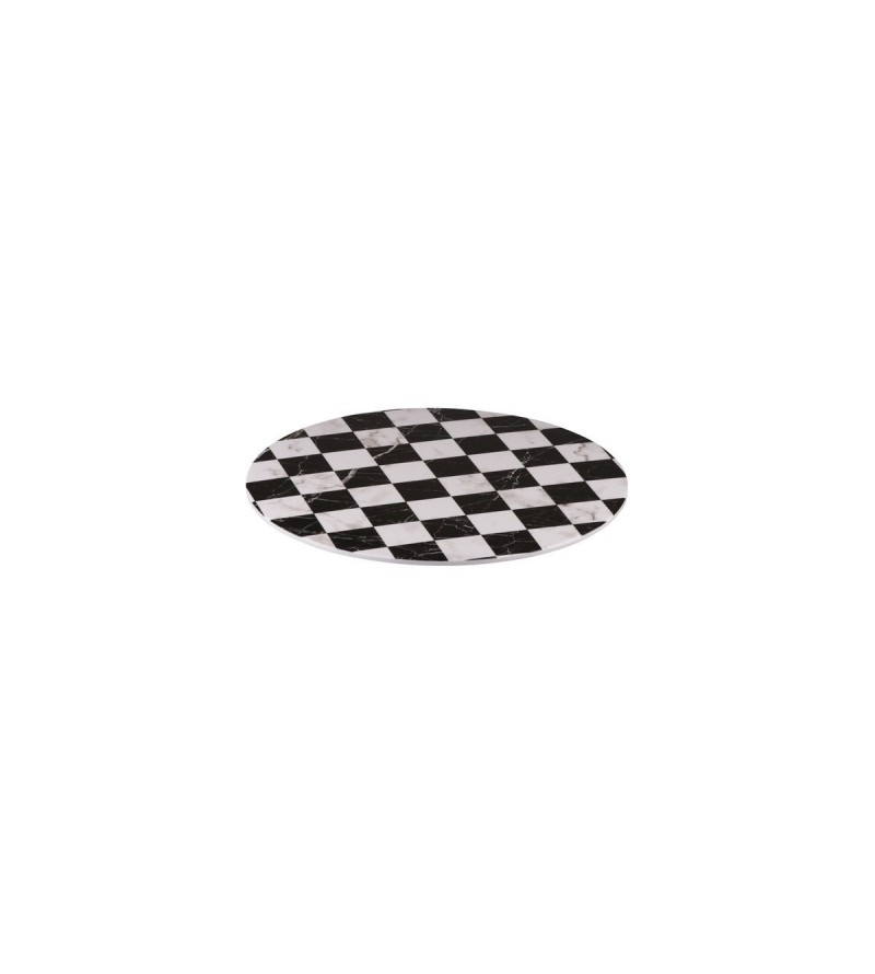 Display Serve 330mm Round Platter Checkerboard Marble Ryner Melamine (3)