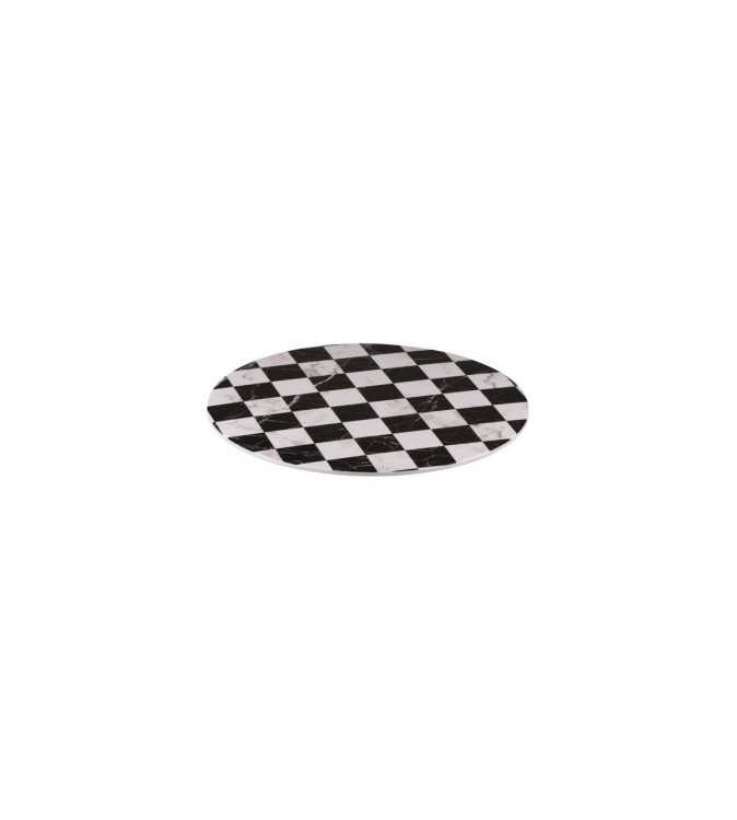 Display Serve 330mm Round Platter Checkerboard Marble Ryner Melamine (3)