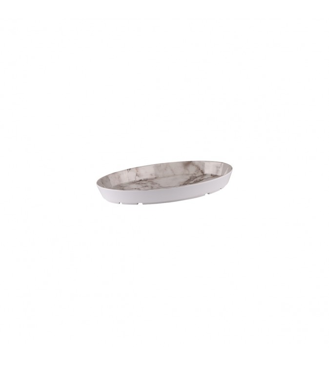 Display Serve 325 x 200 x 40mm Oval Display Dish White Marble Ryner Melamine (12)