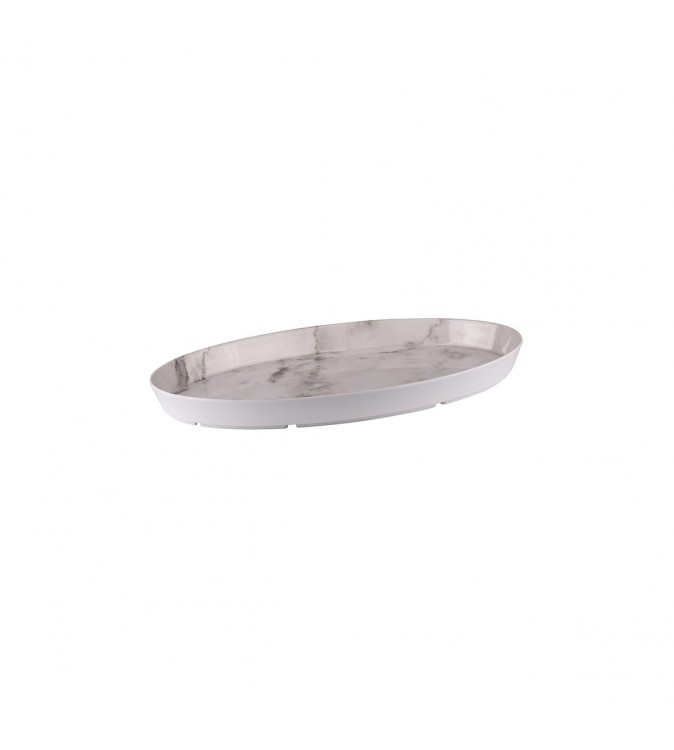 Display Serve 425 x 265 x 40mm Oval Display Dish White Marble Ryner Melamine (12)