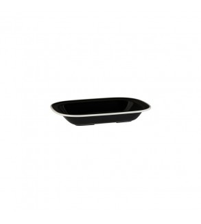Evoke 200 x 145 x 40mm / 400ml Rectangular Platter Wide Rim Black with White Rim Ryner Melamine (12)