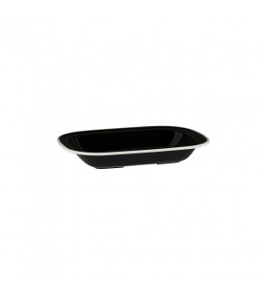 Evoke 230x175x40mm / 580ml Rectangular Platter Wide Rim Black with White Rim Ryner Melamine (12)