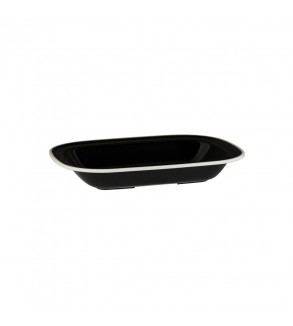 Evoke 270 x 200 x 40mm / 900ml Rectangular Platter Wide Rim Black with White Rim Ryner Melamine (12)