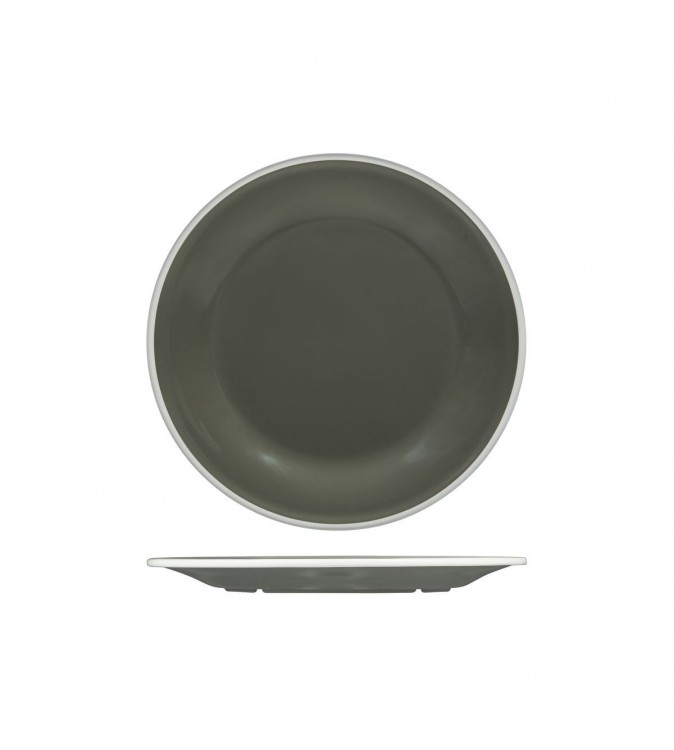 Evoke 270mm Round Plate Wide Rim Grey with White Rim Ryner Melamine (12)