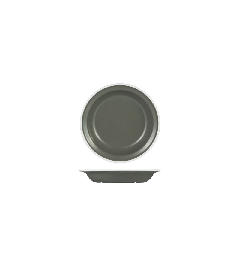 Evoke 200mm / 380ml Deep Round Plate Wide Rim Grey with White Rim Ryner Melamine (12)