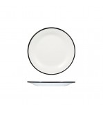 Evoke 220mm Round Plate Wide Rim White with Black Rim Ryner Melamine (12)