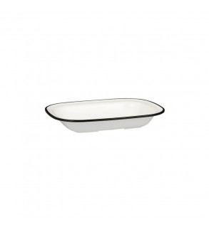 Evoke 230 x 175 x 40mm / 580ml Rectangular Platter Wide Rim White with Black Rim Ryner Melamine (12)