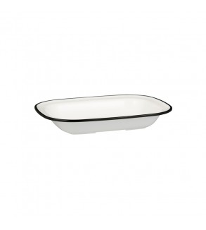 Evoke 270 x 200 x 42mm / 900ml Rectangular Dish Wide Rim White with Black Rim Ryner Melamine (12)