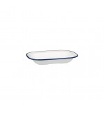 Evoke 200 x 145 x 40mm / 400ml Rectangular Platter Wide Rim White with Blue Rim Ryner Melamine (12)