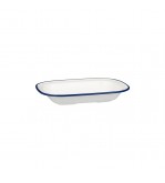 Evoke 230 x 175 x 40mm / 580ml Rectangular Platter Wide Rim White with Blue Rim Ryner Melamine (12)