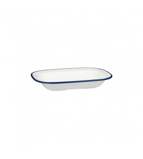 Evoke 230 x 175 x 40mm / 580ml Rectangular Platter Wide Rim White with Blue Rim Ryner Melamine (12)